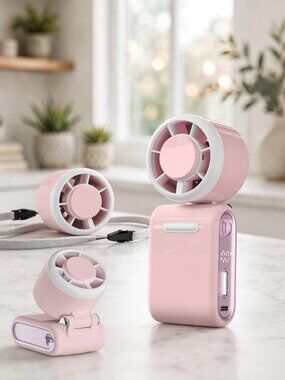 Mini Portable Handheld Turbo Fan 12H Rechargeable - Pink